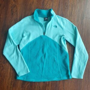 The NorthFace Girls Aqua Turquoise Quarter-Zip Athletic Outdoor Pullover Size XL
